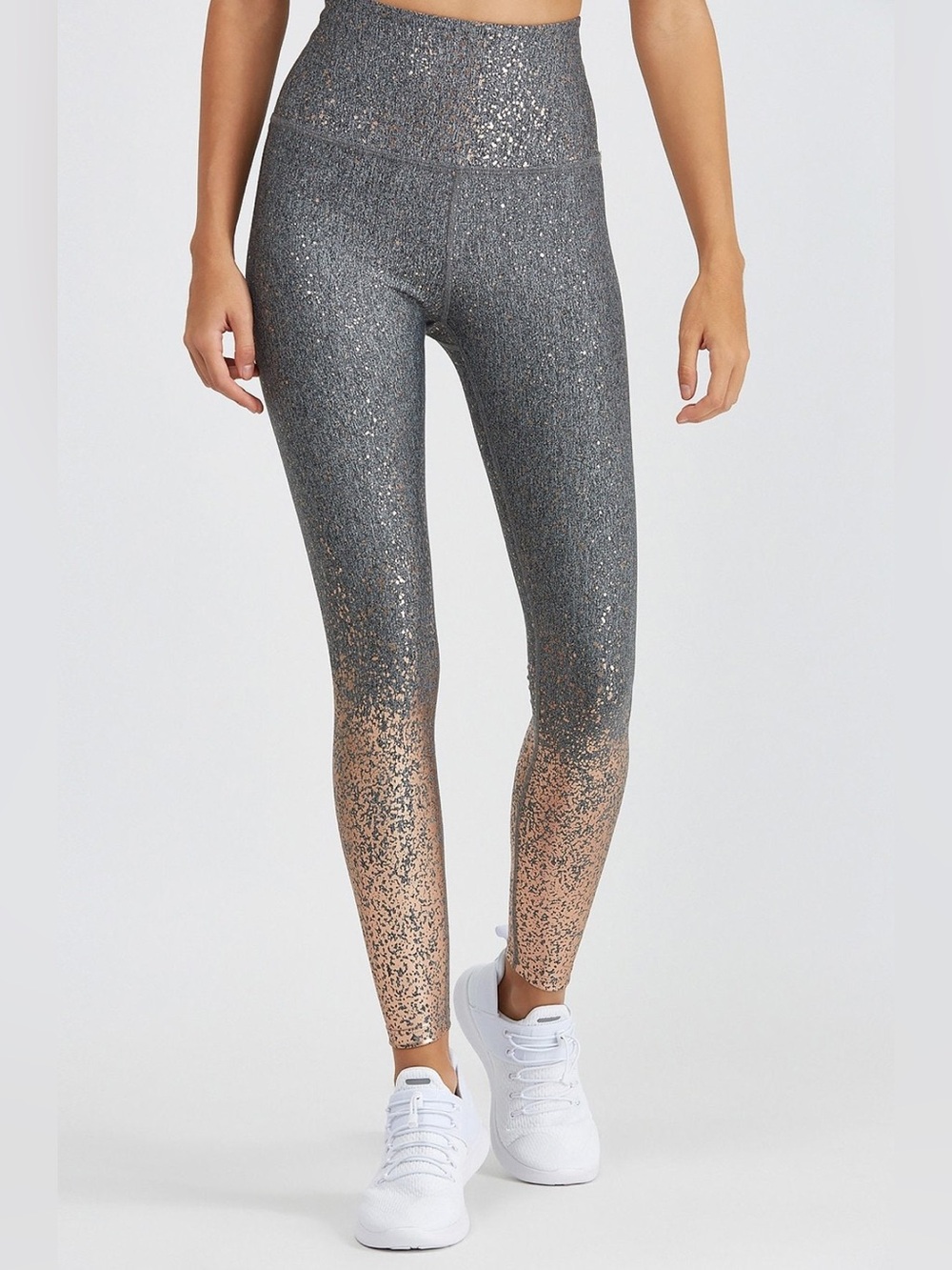 BEYOND YOGA Alloy Ombre Speckled Midi Leggings in Grey Rose Gold Speckle NWOT